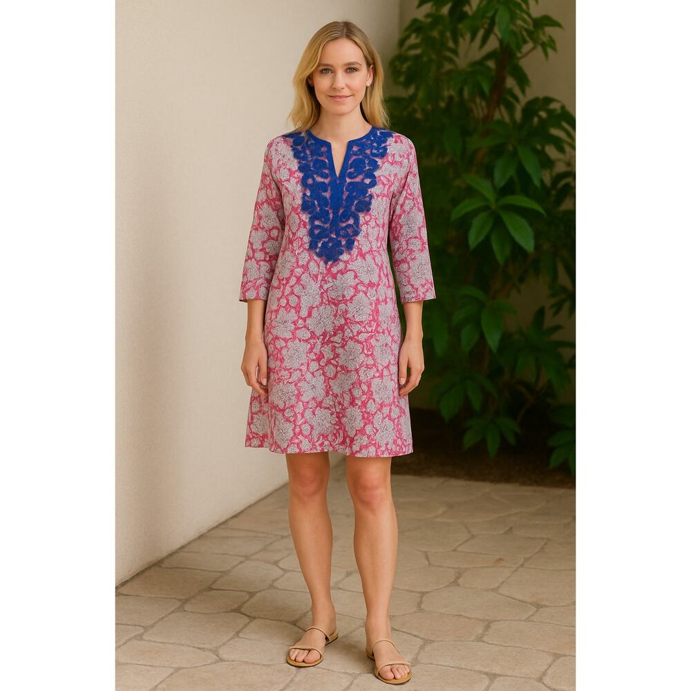 Roberta Roller Rabbit Embroidered Kurta Tunic Mini Dress size S